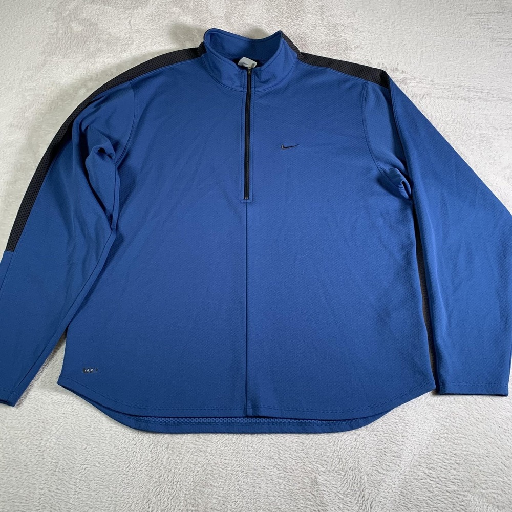 VTG Nike Dri-FIT Pullover Mens L Blue‎ Quarter Zip Long Sleeve Running Training